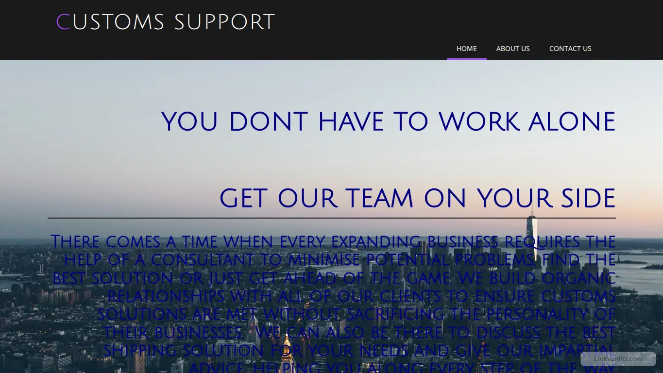 LinkVerdict screenshot preview for customs.support