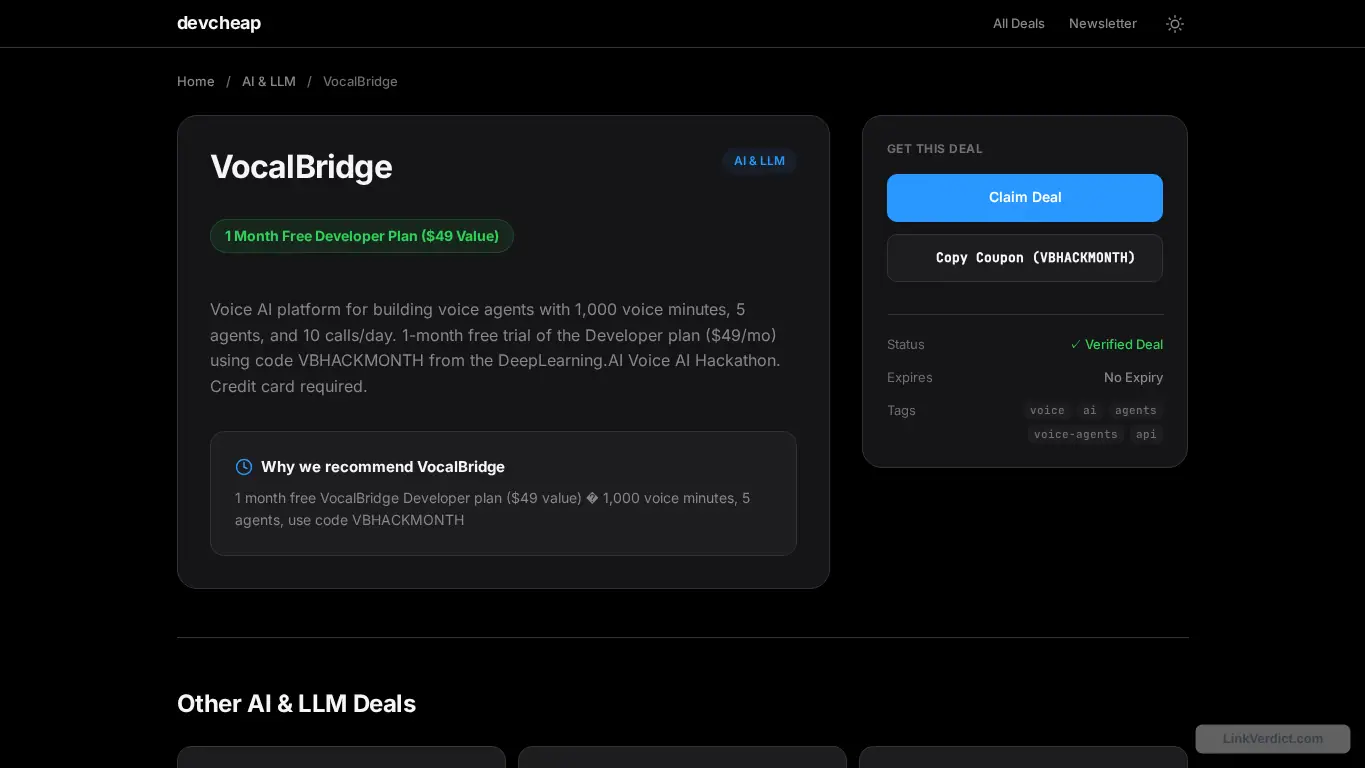 LinkVerdict screenshot preview for devcheap.click