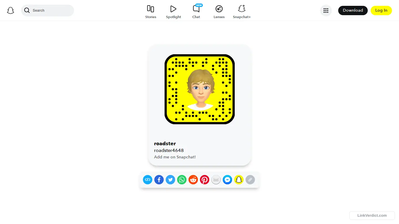 LinkVerdict screenshot preview for snapchat.com