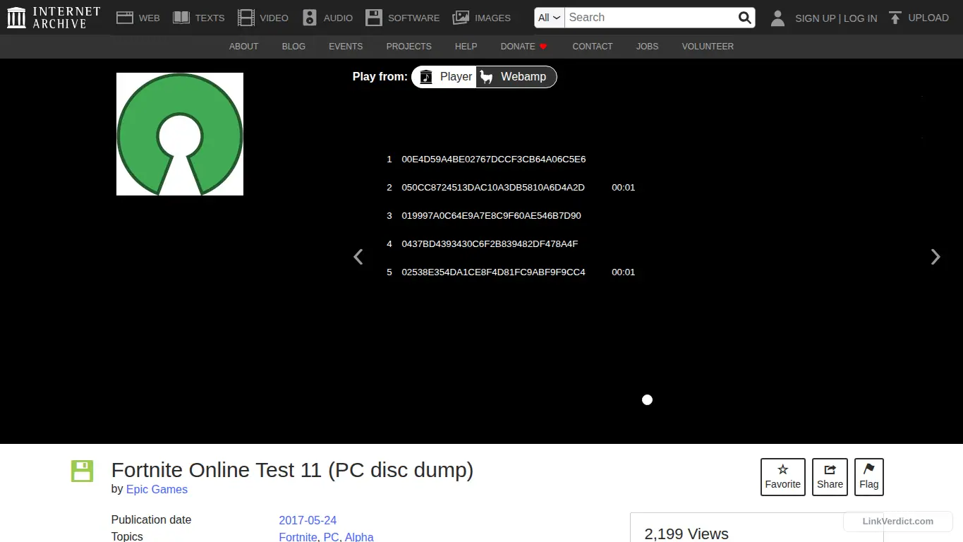 LinkVerdict screenshot preview for archive.org